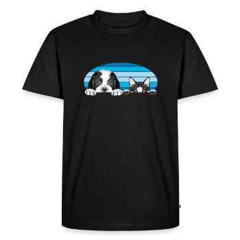 Peeping Saint Bernard chiot chien et chat mignon - T-shirt Premium bio Homme - noir - Devant - Nico (187cm)