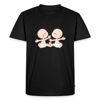 Bébés jumeaux « DoubleJoy » - T-shirt Premium bio Homme - noir - Devant - Nico (187cm)