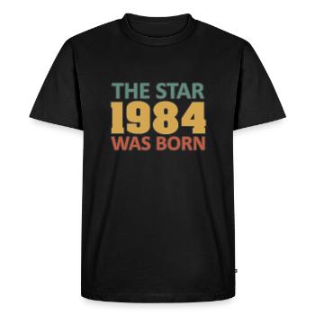 40e anniversaire 1984. Le Star 1984 était né - T-shirt Premium bio Homme - noir - Devant - Nico (187cm)