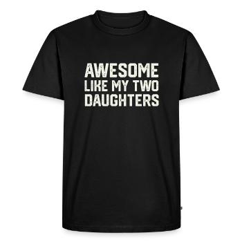 GÉNIAL COMME MES DEUX FILLES Fête des pères - T-shirt Premium bio Homme - noir - Devant - Nico (187cm)