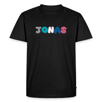Name - Jonas - Men's Premium Organic T-Shirt - black - Front - Nico (187cm)