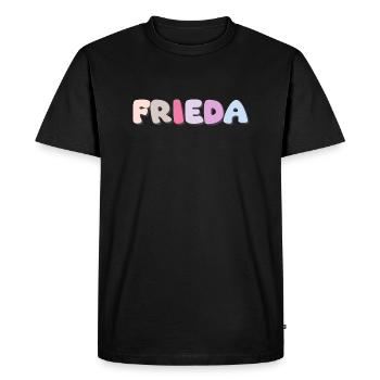 Name - Frieda - Men's Premium Organic T-Shirt - black - Front - Nico (187cm)