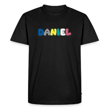 Nom - Daniel - T-shirt Premium bio Homme - noir - Devant - Nico (187cm)