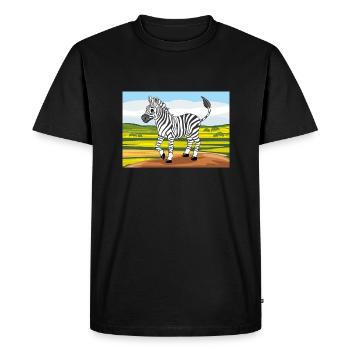 Zèbre joyeux dans le paysage naturel - T-shirt Premium bio Homme - noir - Devant - Nico (187cm)