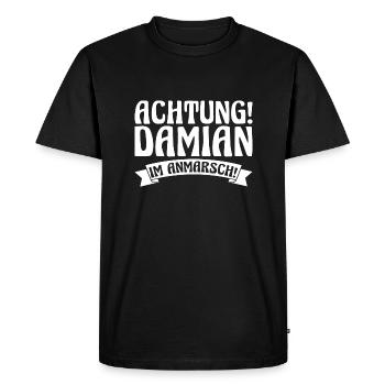 Prénom Damian - T-shirt Premium bio Homme - noir - Devant - Nico (187cm)