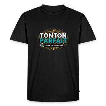 tonton testé approuvé - T-shirt Premium bio Homme - noir - Devant - Nico (187cm)