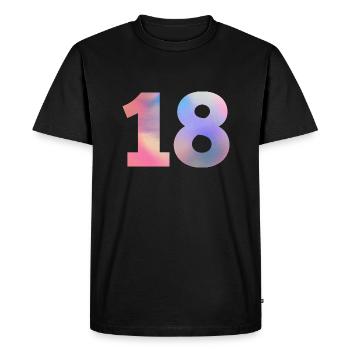 Numéro 18 coloré - T-shirt Premium bio Homme - noir - Devant - Nico (187cm)
