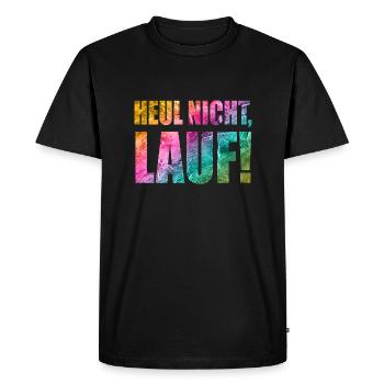 Ne pleurez pas, courez ! - Course à pied, jogging, sport, course à pied - T-shirt Premium bio Homme - noir - Devant - Nico (187cm)