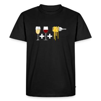 Vin rouge et Vin blanc et Pâtes - T-shirt Premium bio Homme - noir - Devant - Nico (187cm)