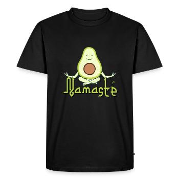 Namasté - meditating love avocado - Men's Premium Organic T-Shirt - black - Front - Nico (187cm)