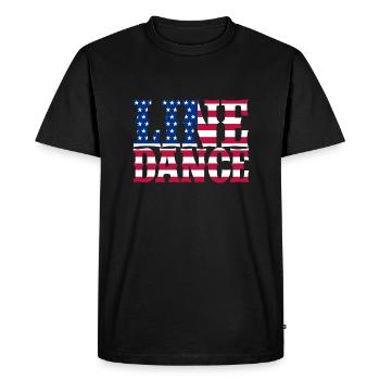 Line Dance US Flag - Men's Premium Organic T-Shirt - black - Front - Nico (187cm)