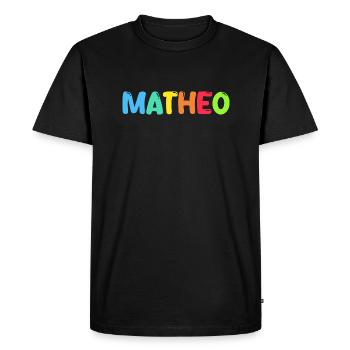 Nom - Matheo - T-shirt Premium bio Homme - noir - Devant - Nico (187cm)