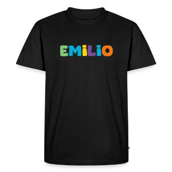 Nom - Emilio - T-shirt Premium bio Homme - noir - Devant - Nico (187cm)
