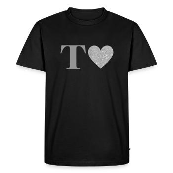 Silver Heart Letter T - Men's Premium Organic T-Shirt - black - Front - Nico (187cm)