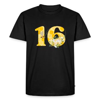 16e anniversaire abeille - T-shirt Premium bio Homme - noir - Devant - Nico (187cm)