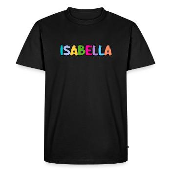 Name - Isabella - Men's Premium Organic T-Shirt - black - Front - Nico (187cm)