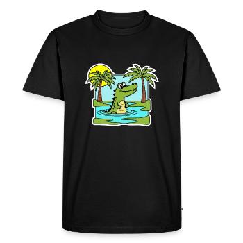 Is that a crocodile or an alligator in the swamp? - Men's Premium Organic T-Shirt - black - Front - Nico (187cm)