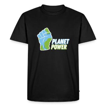 PLANET POWER - Men's Premium Organic T-Shirt - black - Front - Nico (187cm)