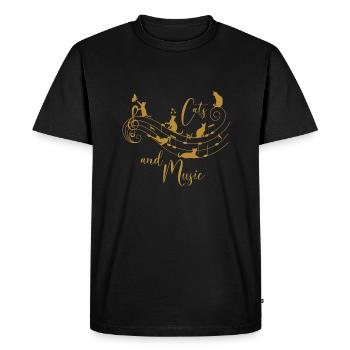 Les chats et la musique - T-shirt Premium bio Homme - noir - Devant - Nico (187cm)