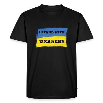 Je suis aux côtés de l’Ukraine - Ukraine - T-shirt Premium bio Homme - noir - Devant - Nico (187cm)