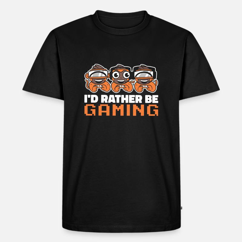 i d rather be gaming - Männer Premium Bio T-Shirt - Schwarz