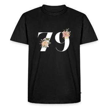 79th Anniversary Flowers (Gift of 79 years) - Men's Premium Organic T-Shirt - black - Front - Nico (187cm)