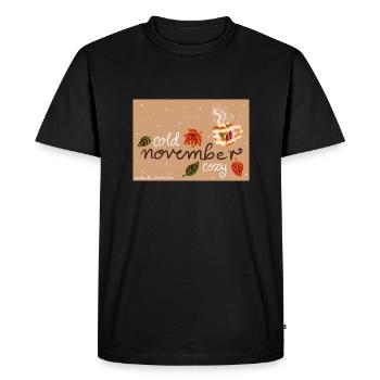 Novembre - T-shirt Premium bio Homme - noir - Devant - Nico (187cm)