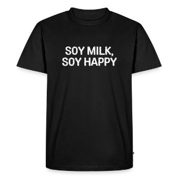 Drôle d’humour végétalien Citation Lait de soja, soja heureux! - T-shirt Premium bio Homme - noir - Devant - Nico (187cm)