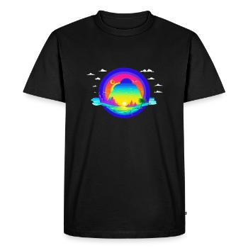 Plage au coucher du soleil - T-shirt Premium bio Homme - noir - Devant - Nico (187cm)
