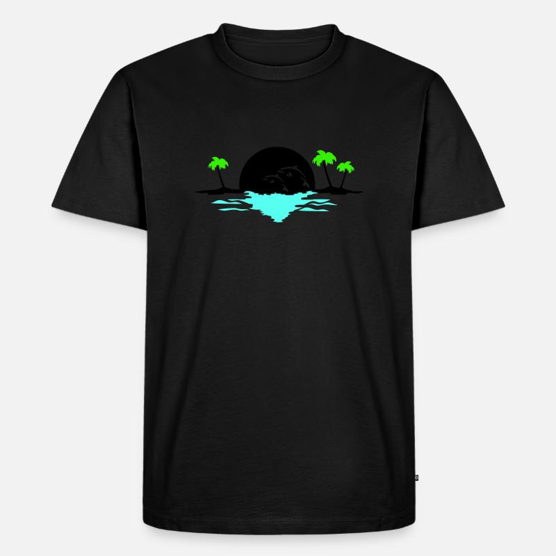 sunset delfine - Männer Premium Bio T-Shirt - Schwarz