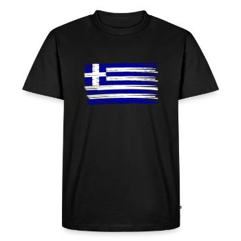 Greece Grecia Greece flag painted - Men's Premium Organic T-Shirt - black - Front - Nico (187cm)