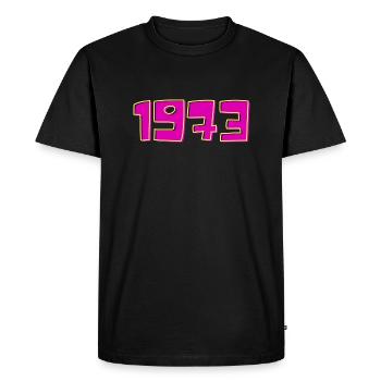 Year 1973 Pink and Yellow - Men's Premium Organic T-Shirt - black - Front - Nico (187cm)