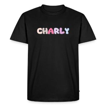 Nom - Charly - T-shirt Premium bio Homme - noir - Devant - Nico (187cm)