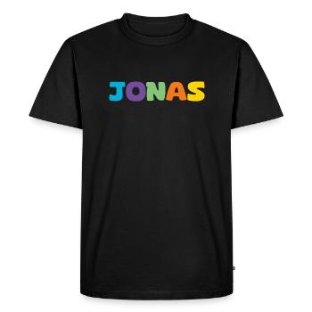 Name - Jonas - Männer Premium Bio T-Shirt - Schwarz - Vorne - Nico (187cm)