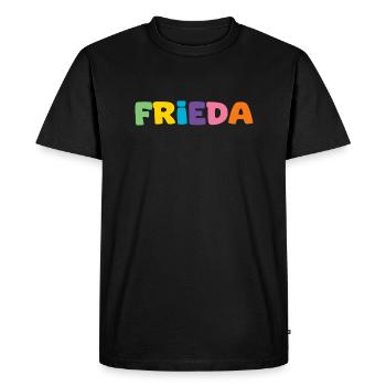 Name - Frieda - Men's Premium Organic T-Shirt - black - Front - Nico (187cm)
