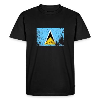St Lucia Grunge Flag - Casties - Saint Lucia - Men's Premium Organic T-Shirt - black - Front - Nico (187cm)