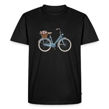 Bicycle with flower basket - Men's Premium Organic T-Shirt - black - Front - Nico (187cm)