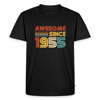 Awesome Since 1955" - Vintage Birthday Year Retro - Men's Premium Organic T-Shirt - black - Front - Nico (187cm)