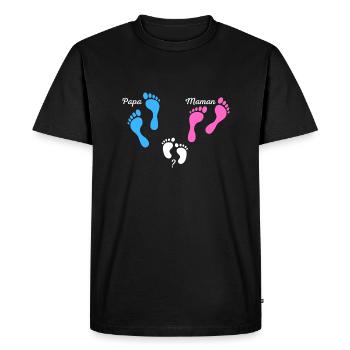 Papa maman bébé annonce grossesse naissance - T-shirt Premium bio Homme - noir - Devant - Nico (187cm)