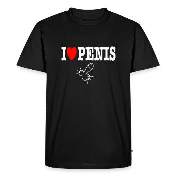 I love pénis fun shirt drôle proverbes JGA fête - T-shirt Premium bio Homme - noir - Devant - Nico (187cm)