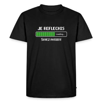 Je Réfléchis Soyez Patient Cadeau - T-shirt Premium bio Homme - noir - Devant - Nico (187cm)