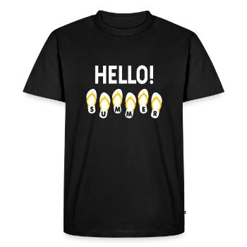 Hello Summer Saying Holiday Gift Cool Sayings - Men's Premium Organic T-Shirt - black - Front - Nico (187cm)