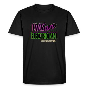 electrician bib humor present retired happy funny - Men's Premium Organic T-Shirt - black - Front - Nico (187cm)