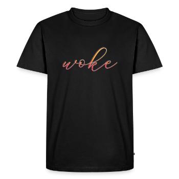 Autodérision : WOKE - T-shirt Premium bio Homme - noir - Devant - Nico (187cm)