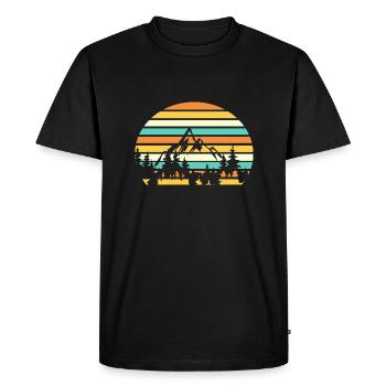 Mountain Mountains Retro Glacier Nature - Men's Premium Organic T-Shirt - black - Front - Nico (187cm)
