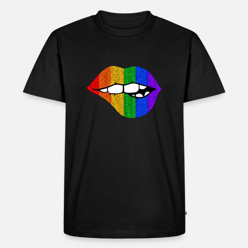 LGBTQ+ LIPS BITING PRIDE - Männer Premium Bio T-Shirt - Schwarz