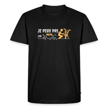 Je peux pas j'ai moto - T-shirt Premium bio Homme - noir - Devant - Nico (187cm)