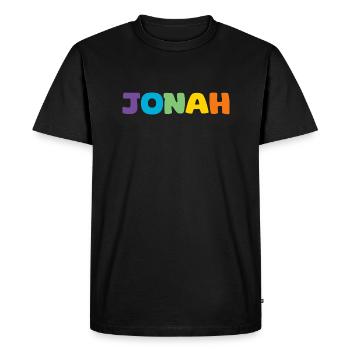 Nom - Jonas - T-shirt Premium bio Homme - noir - Devant - Nico (187cm)