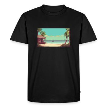 Isla Holbox, Mexique - Pixel Art - T-shirt Premium bio Homme - noir - Devant - Nico (187cm)