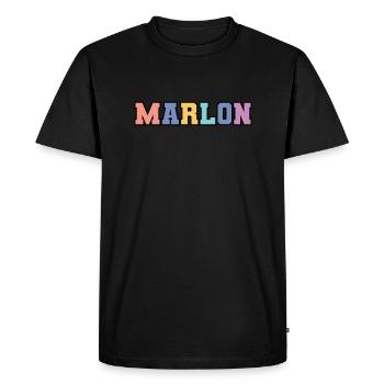 Name - Marlon - Men's Premium Organic T-Shirt - black - Front - Nico (187cm)